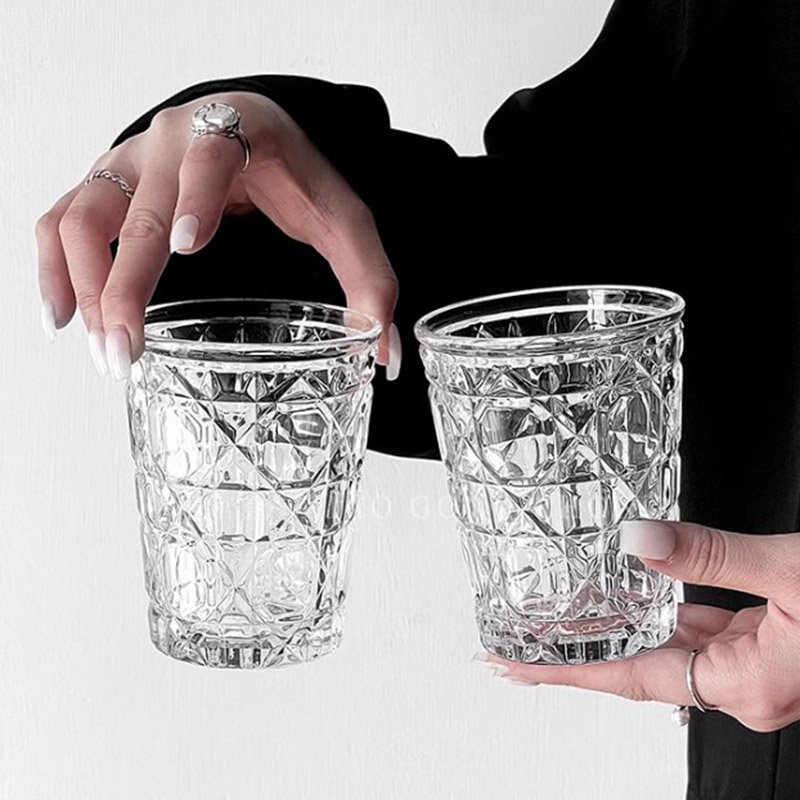 Old Fashioned Glass - 2szt 310ml Vintage Diamond Patterned Western
