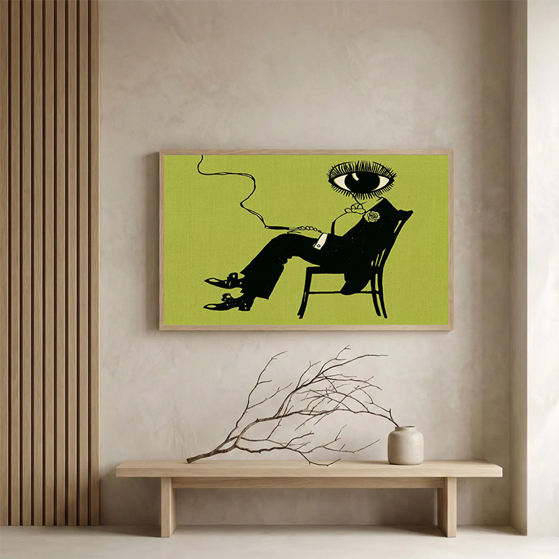 Home Bar Set - Surrealistyczny Abstrakcyjny Obraz z Figurą w
