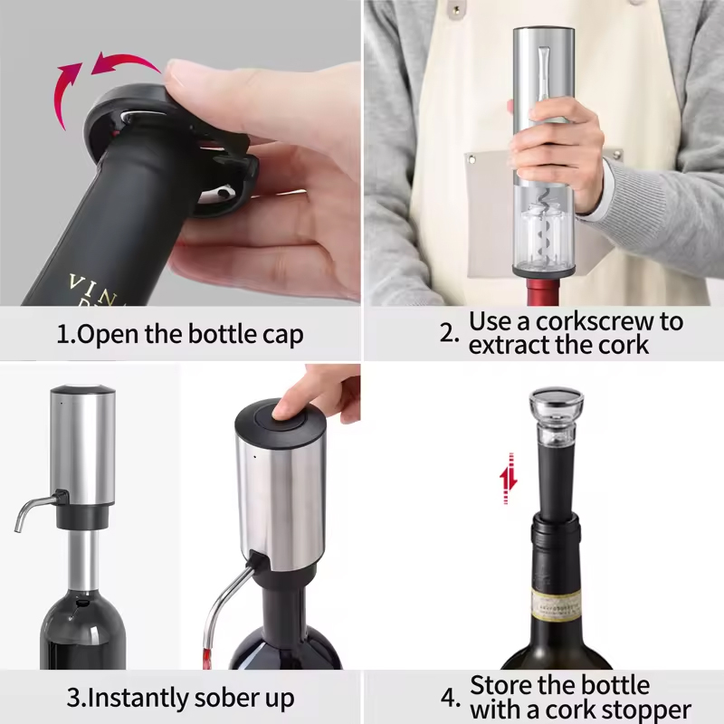 Home Bar Set - Elektryczny otwieracz do wina 4 w