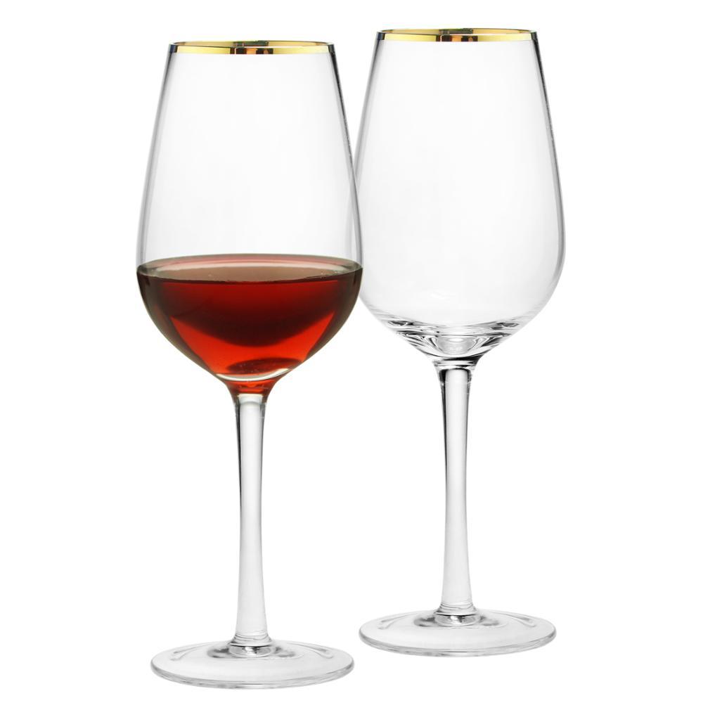 Highball Glass Set - Złote szklanki highball z złotą obręczą,