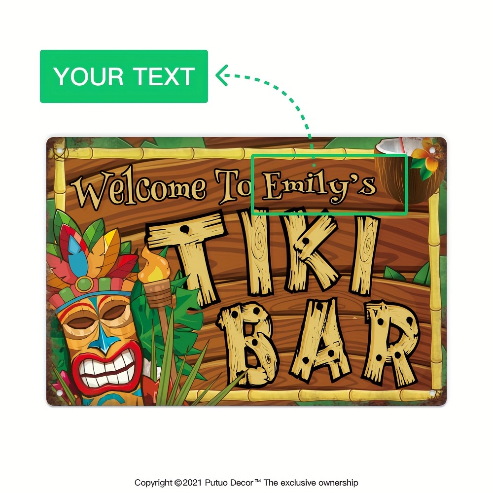 Home Bar And Restaurant - Personalizowany szyld Tiki Bar, imię na