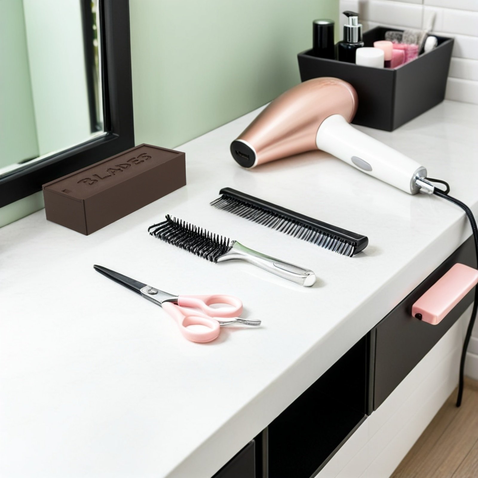 Home Barber - Podwójna komora, brązowy plastikowy futerał na