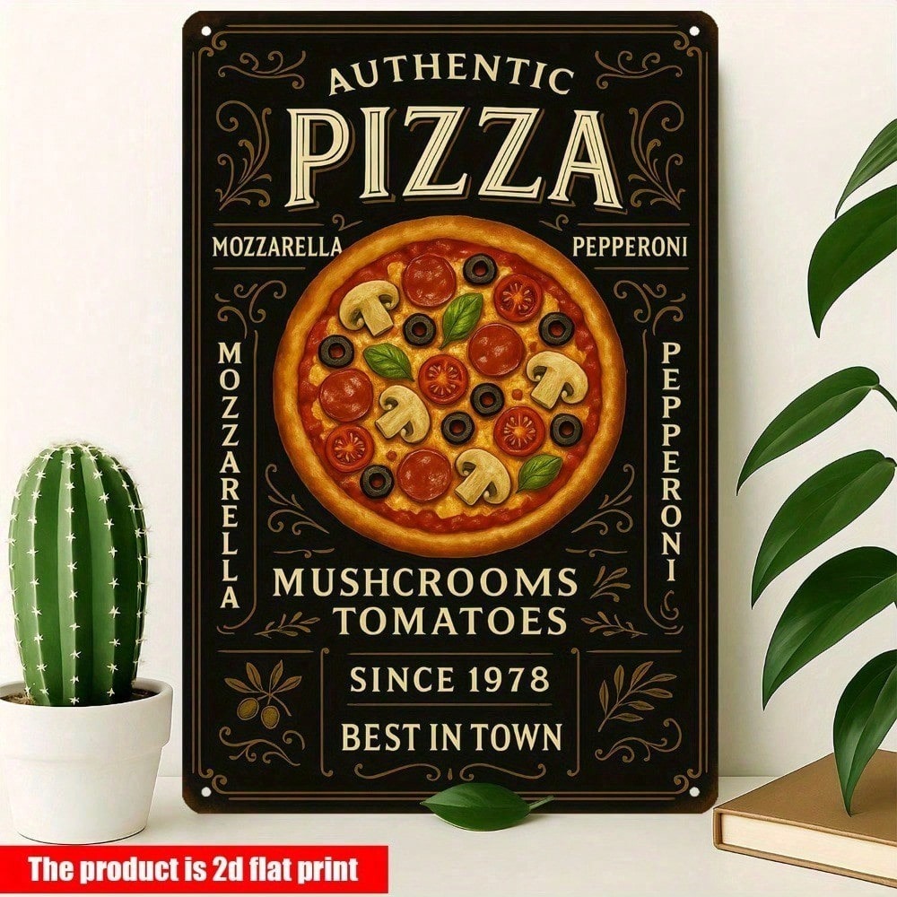 Home Bar And Restaurant - Vintage'owy metalowy szyld pizzerii - Retro