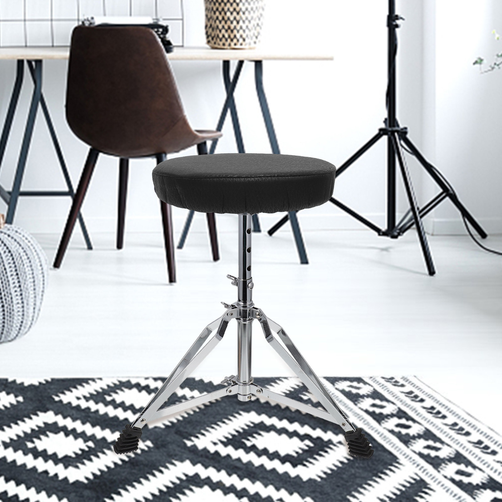 Home Bar Stools - Okrągły pokrowiec na stołek, czarny, elastyczny,