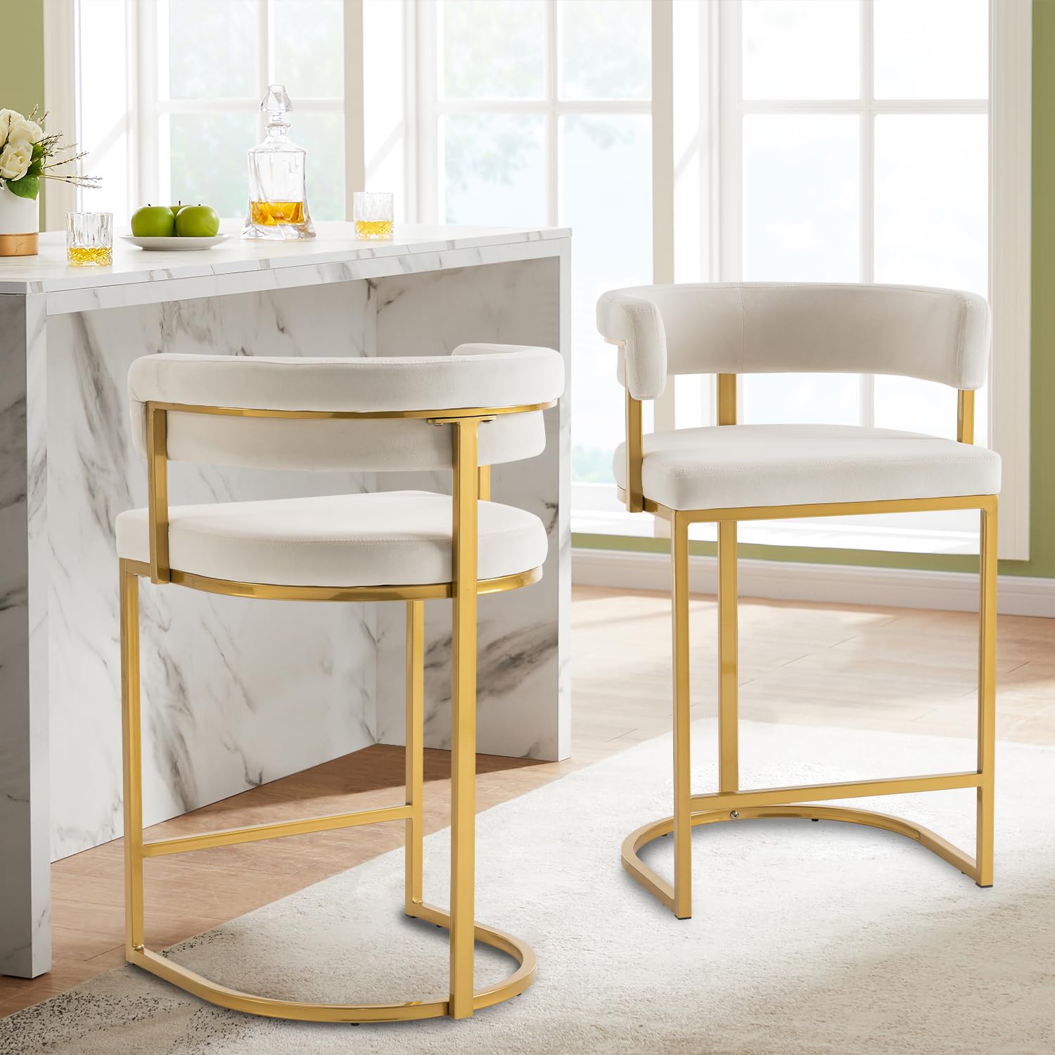 Beżowe welurowe stołki barowe  – Home Bar Stools recenzja i cena