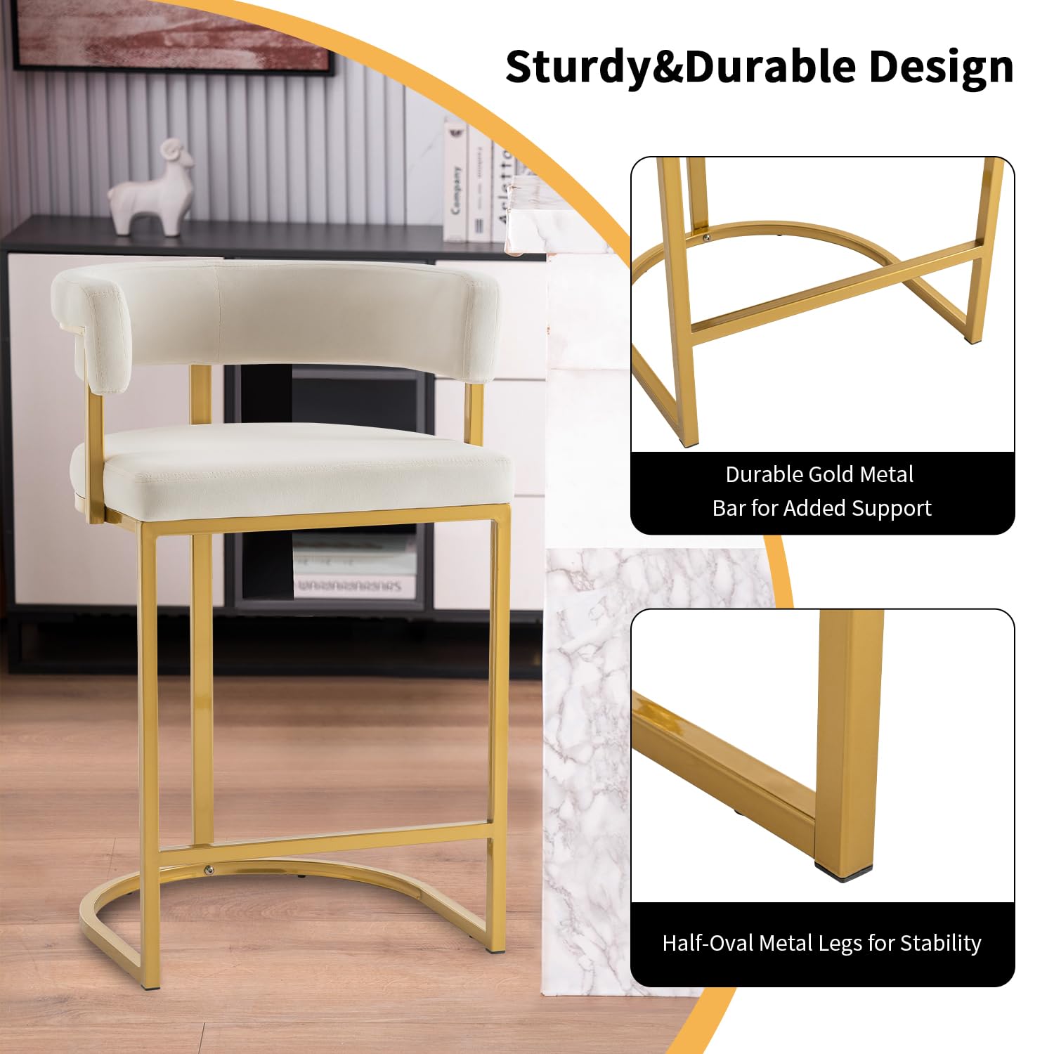 Beżowe welurowe stołki barowe  – Home Bar Stools recenzja i cena
